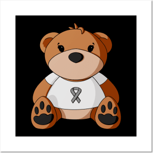 Brain Cancer Awareness Teddy Bear Posters and Art